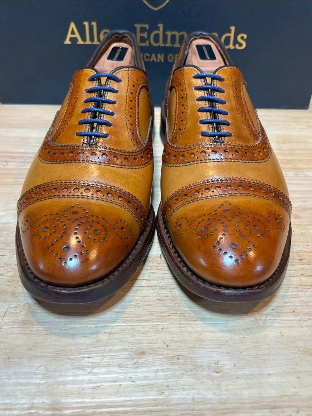 Allen Edmonds Strand Men’s Walnut Leather Cap Toe Oxfords w/ Patinas Sz 9D 🇺🇸